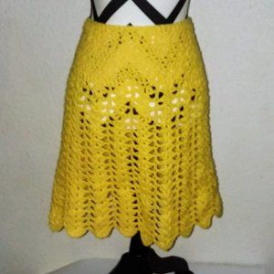 Vintage Handmade Yellow Crochet Skirt